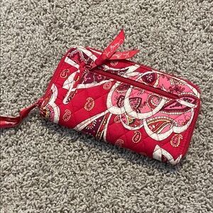 Vibrant Red Paisley Women's Wristlet zip wallet